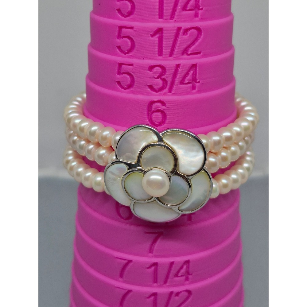 Honora Bracelet Woman White New Cultured Pearl Mother of Pearl Camellia Flower